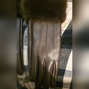 Juicy Couture Dark Brown Leather Gloves